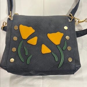 Hammitt Blue and Yellow Crossbody Bag with Gold Studs